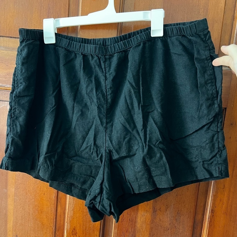 A New Day Black Linen Blend Shorts XXL | Women’s Pull-On Elastic Waist Summer - Picture 5 of 5